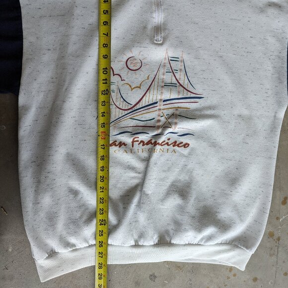 Vintage San Francisco California Collared Sweatshirt Bridge 1/4 Zip Blue - Picture 10 of 11